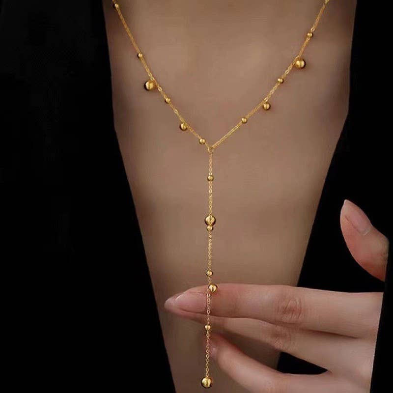 18K Stainless Steel Ball 'Y' Necklace