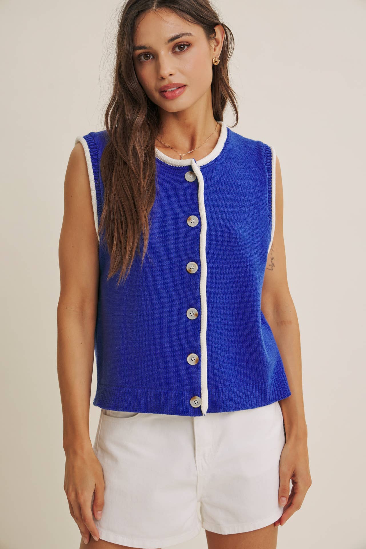 Royal Blue Button-Down Knit Vest