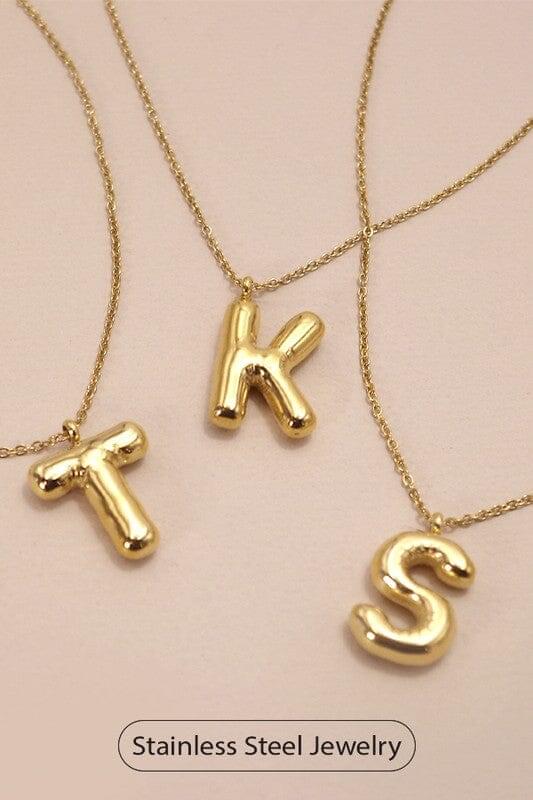 18K Non-Tarnish Bubble Initial Necklace