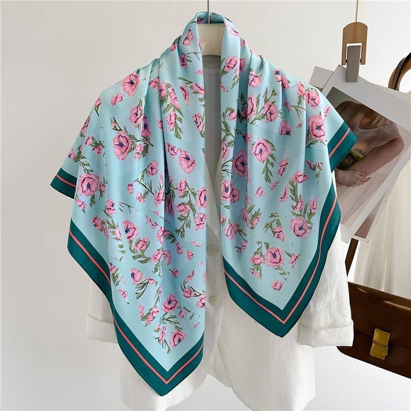 Oversized Floral Print Bandana Scarf Wrap | Versatile 36" Boho Head & Neck Wear