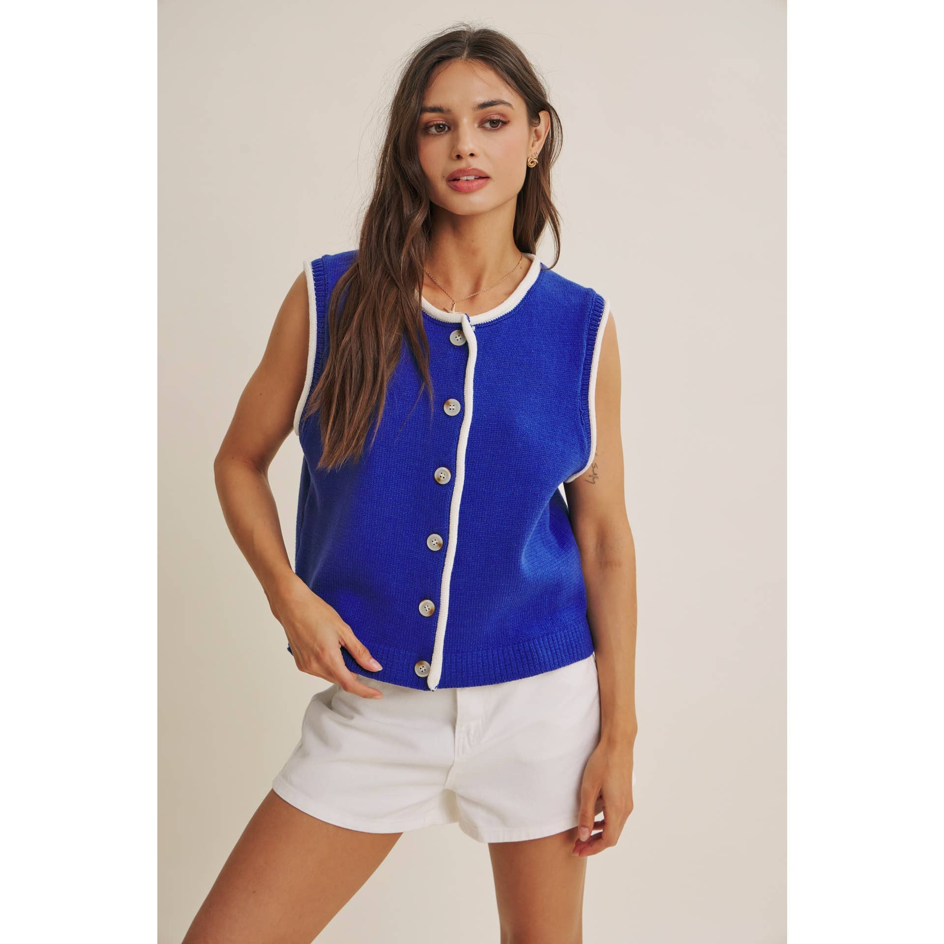 Royal Blue Button-Down Knit Vest