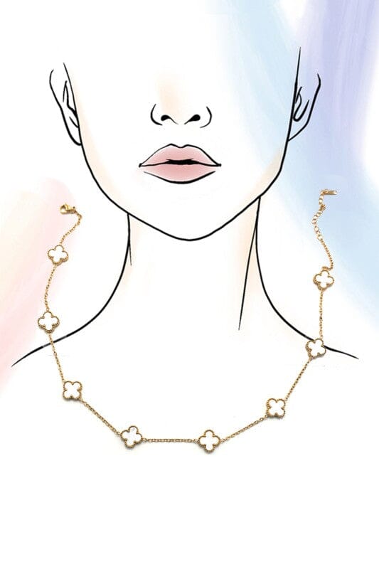 White 18k Dipped Clover Necklace