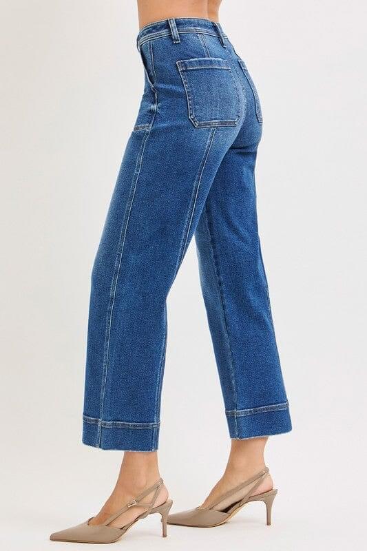 RISEN High Rise Crop Straight Front Seam Detailed Jeans
