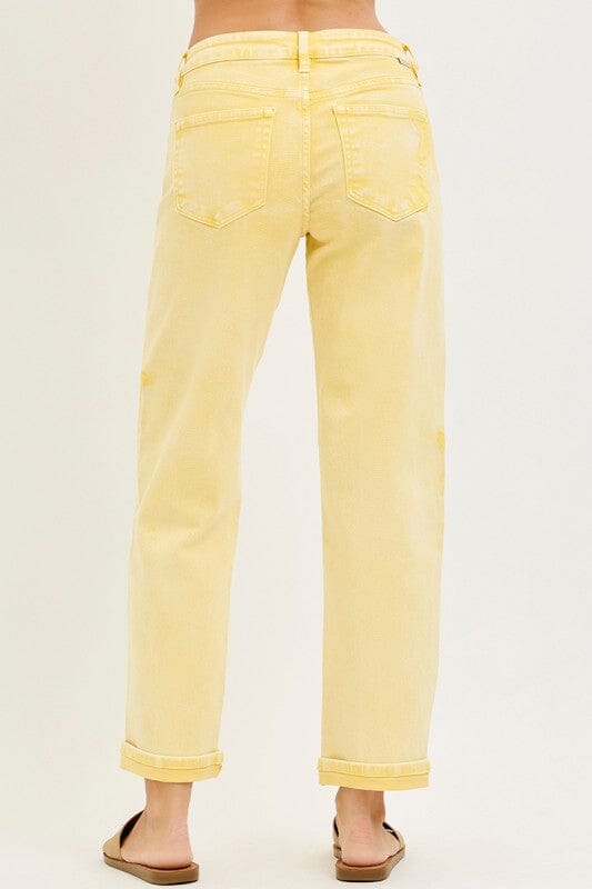 RISEN Yellow Star Slouchy Ankle Boyfriend Jeans
