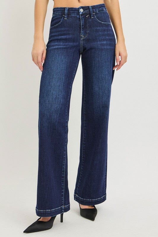 RISEN Tummy Control Mid Rise Wide Leg Jeans