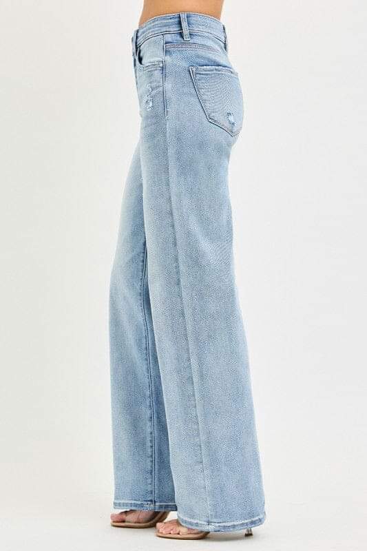 RISEN Tummy Control E-band High Rise Wide Leg Jeans