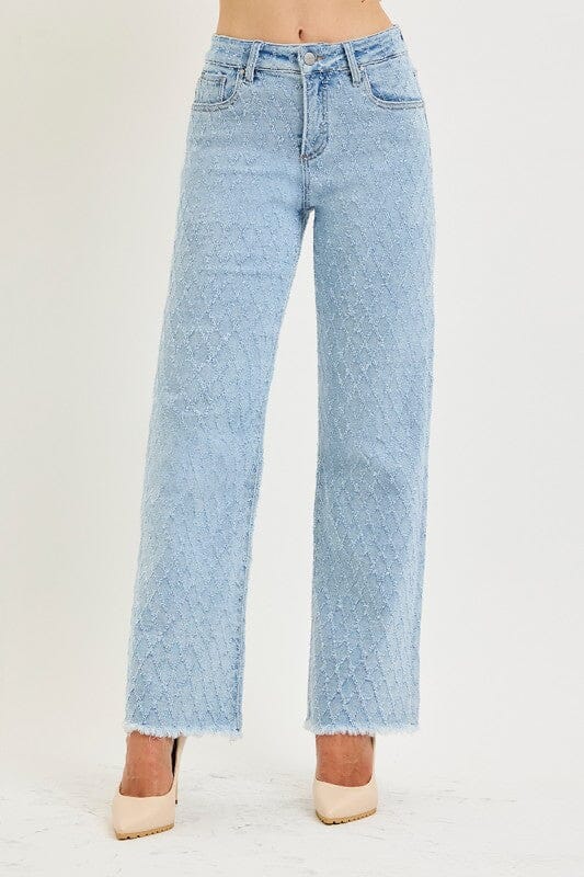 RISEN Premium Sculpting High-Rise Ankle Straight Textured Jeans