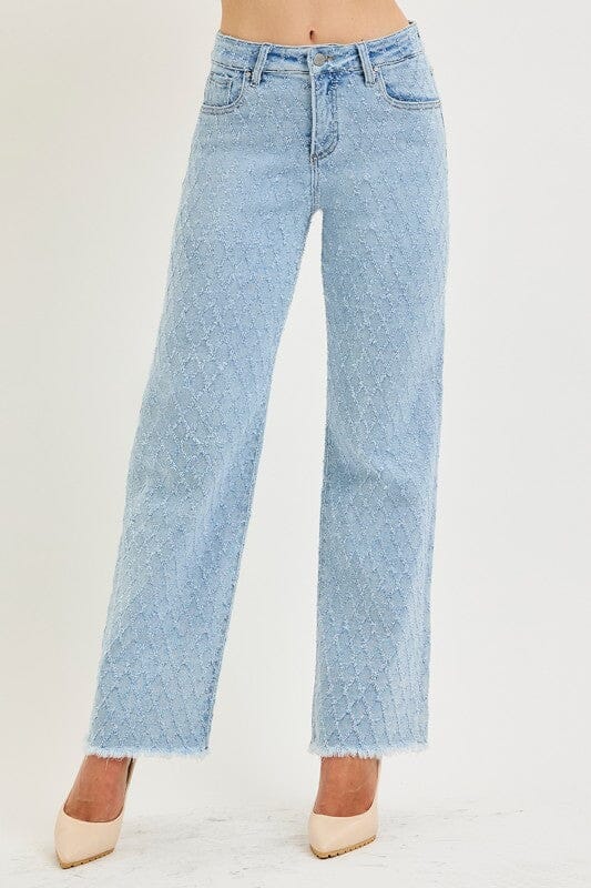 RISEN Premium Sculpting High-Rise Ankle Straight Textured Jeans