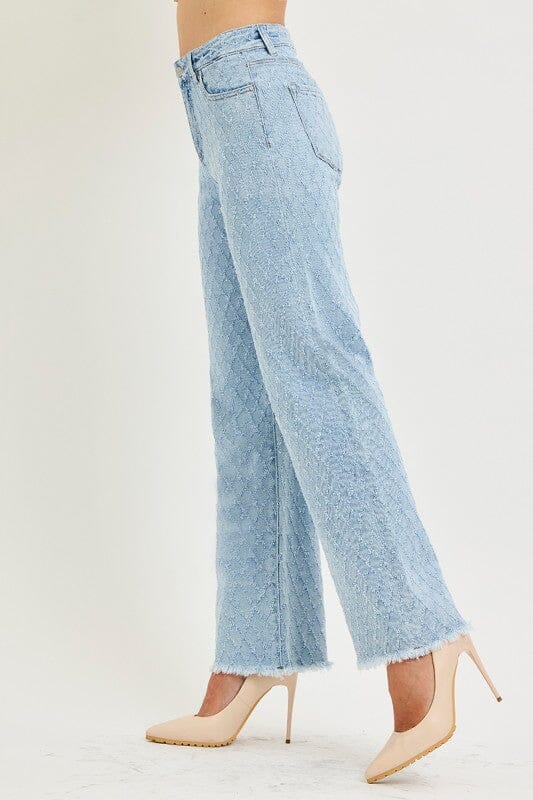 RISEN Premium Sculpting High-Rise Ankle Straight Textured Jeans