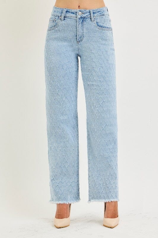 RISEN Premium Sculpting High-Rise Ankle Straight Textured Jeans
