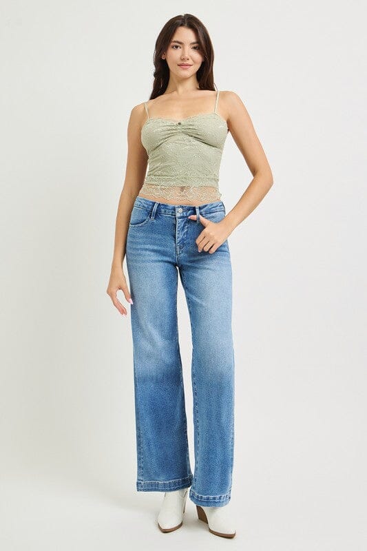 RISEN Tummy Control Mid-Rise Wide-Leg Jeans - Medium Wash