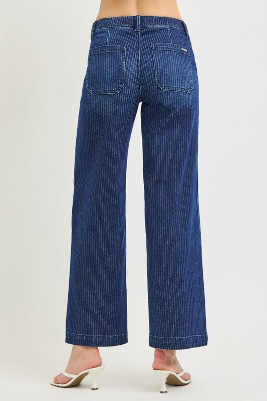 RISEN Dark Slouchy Drawstring Wide Leg Jeans