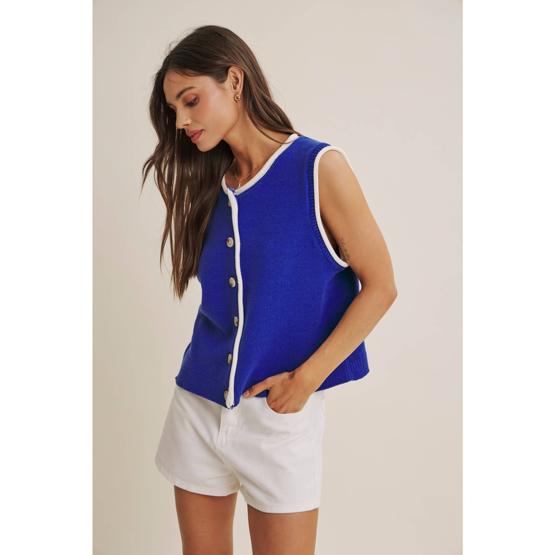 Royal Blue Button-Down Knit Vest