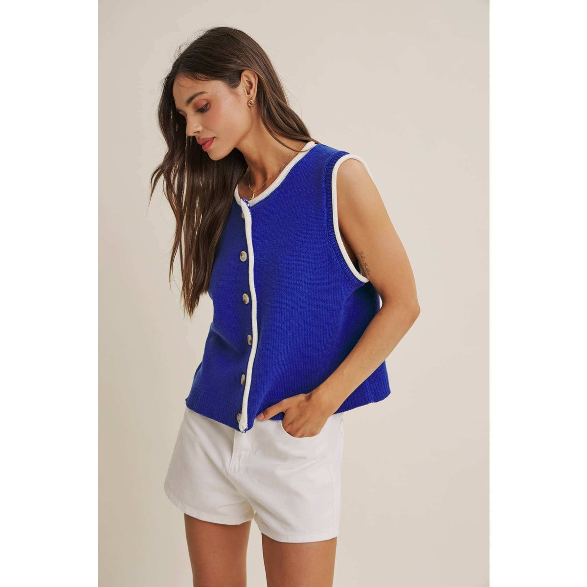Royal Blue Button-Down Knit Vest