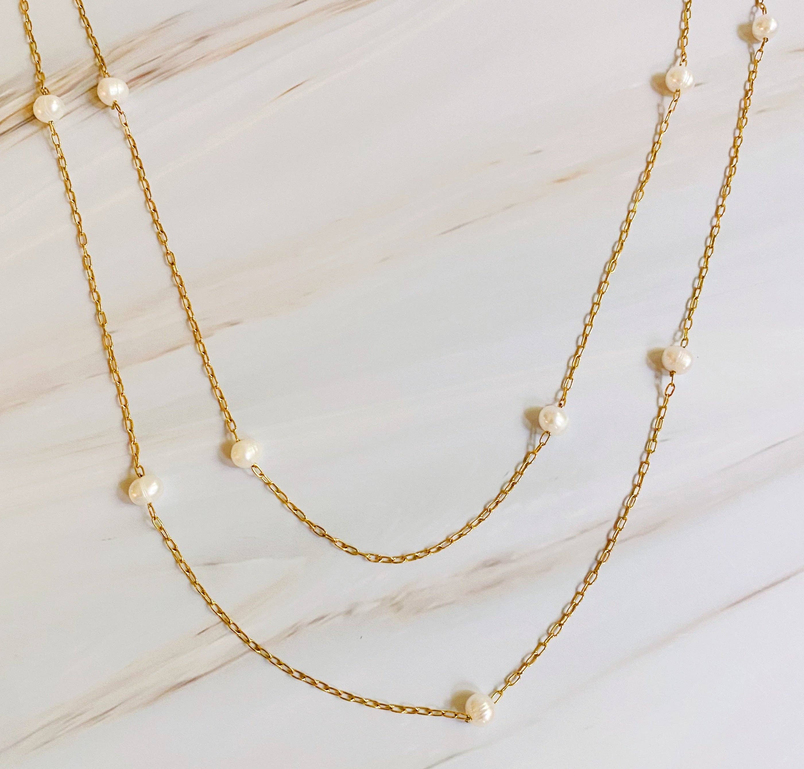 Freshwater Pearl Long Chain Necklace: Daily Elegance