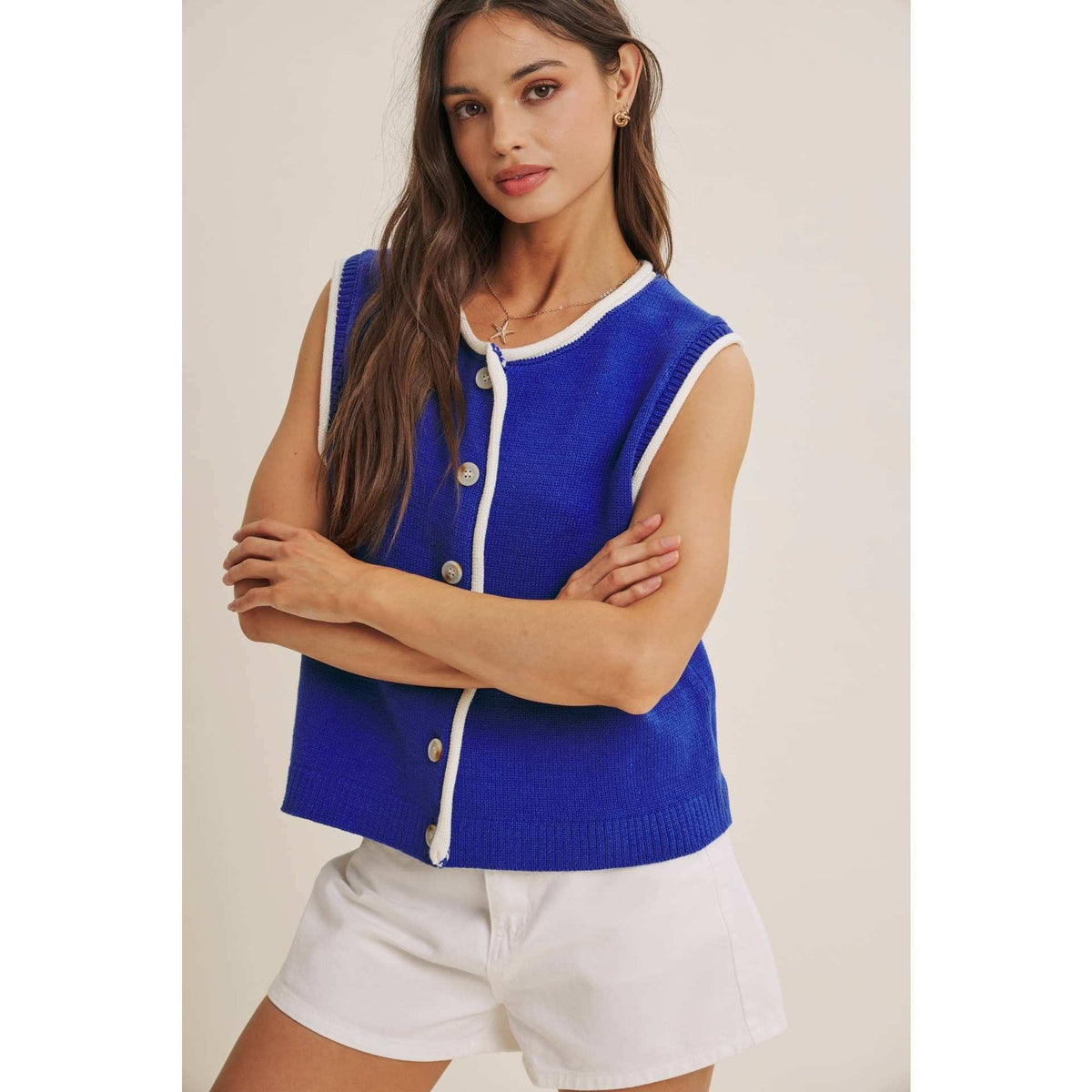 Royal Blue Button-Down Knit Vest