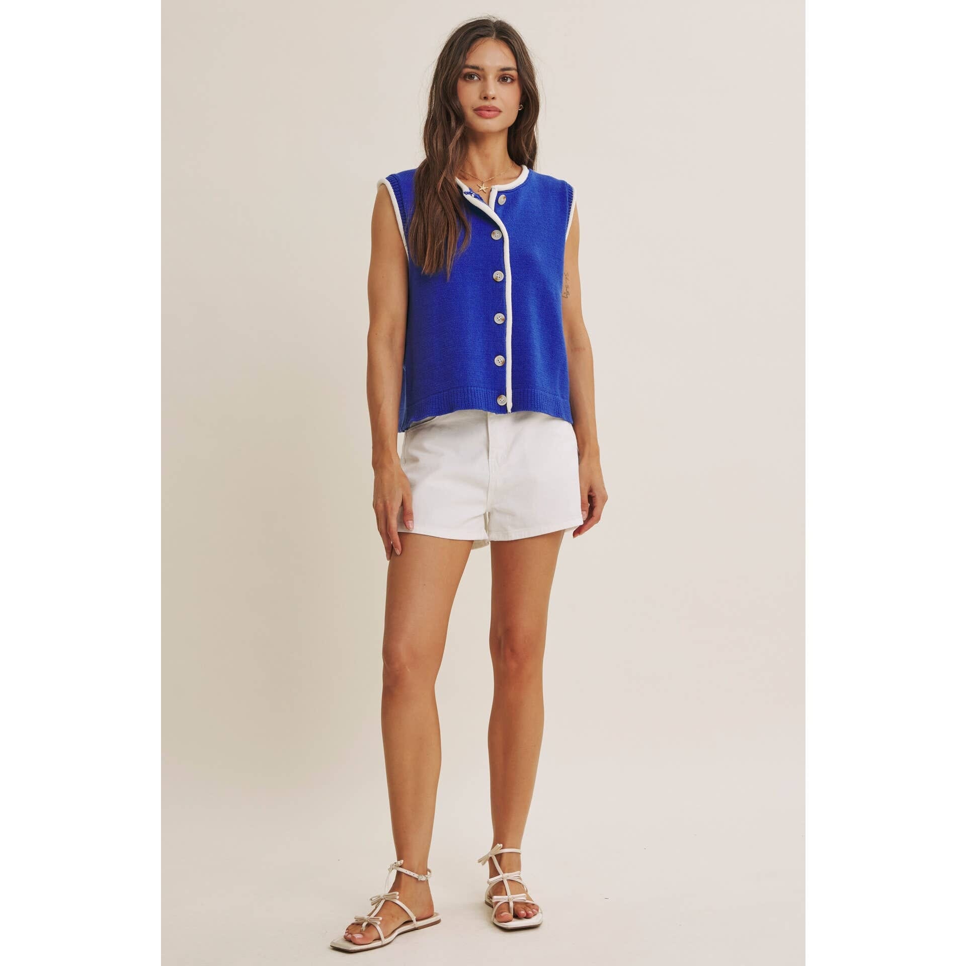 Royal Blue Button-Down Knit Vest