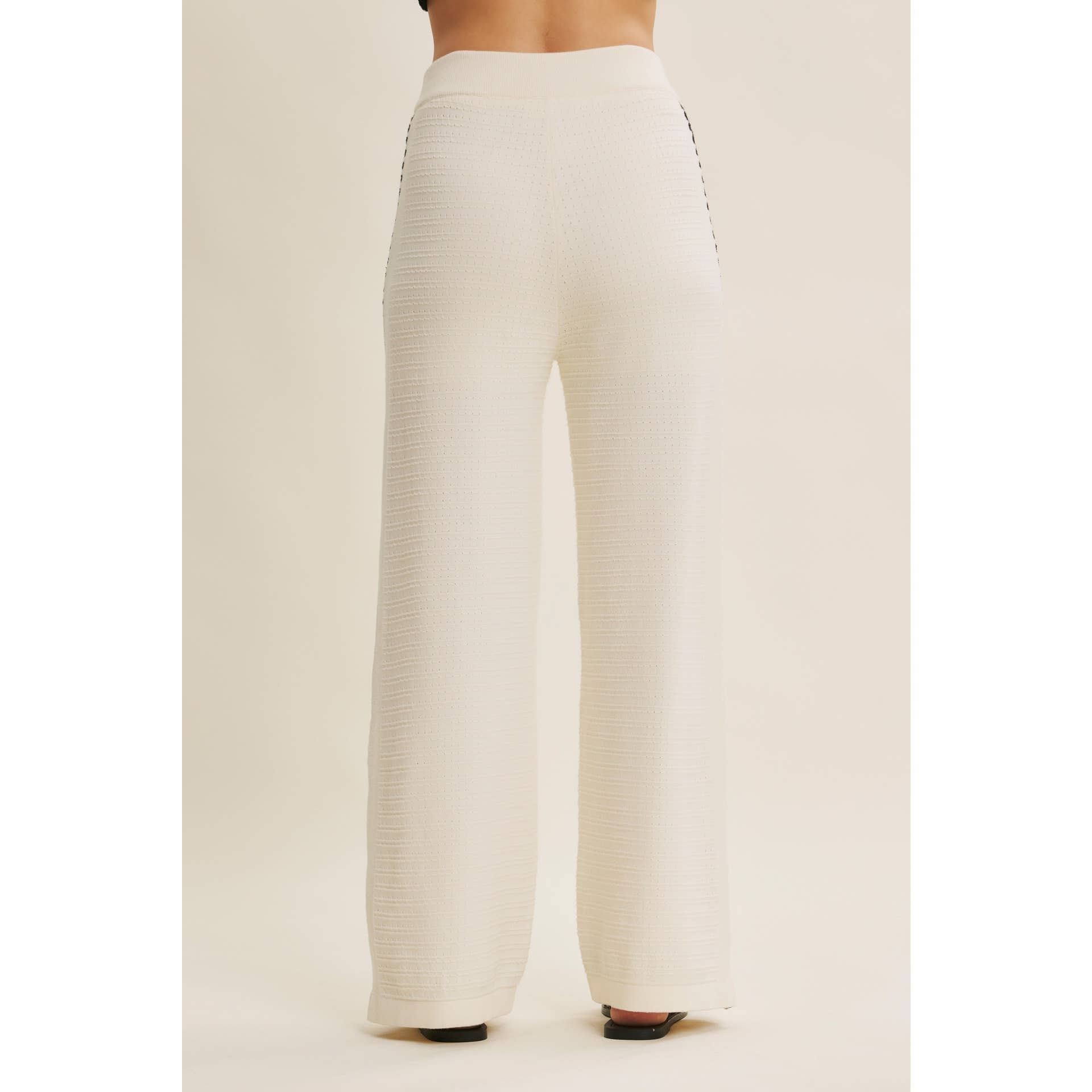 Ivory Coastal Textured Wide-Leg Knit Pants