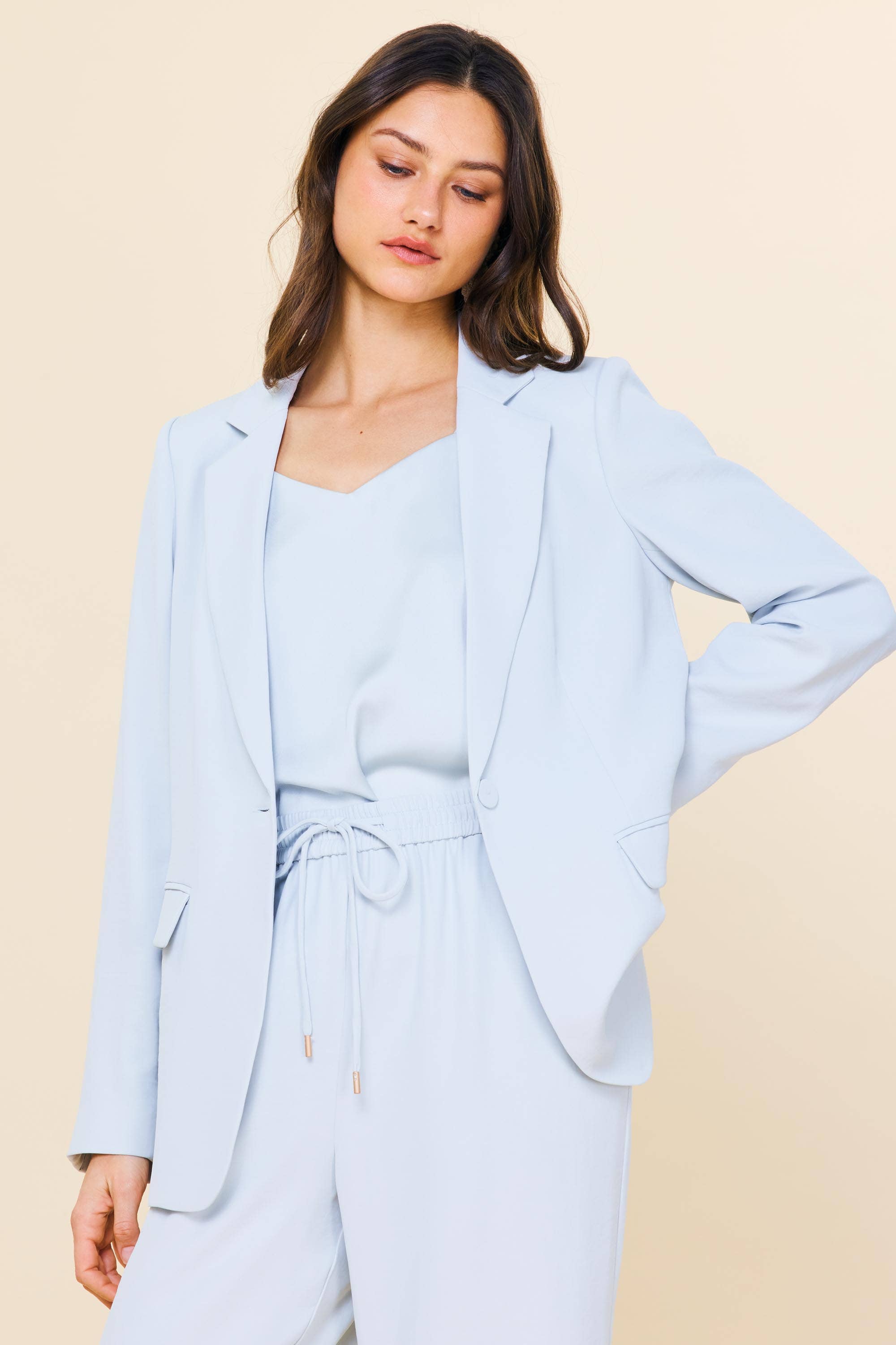 Dove Grey Recycled Long Sleeve Blazer