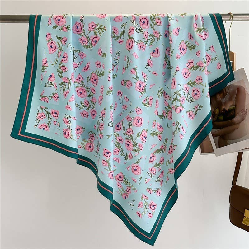 Oversized Floral Print Bandana Scarf Wrap | Versatile 36" Boho Head & Neck Wear