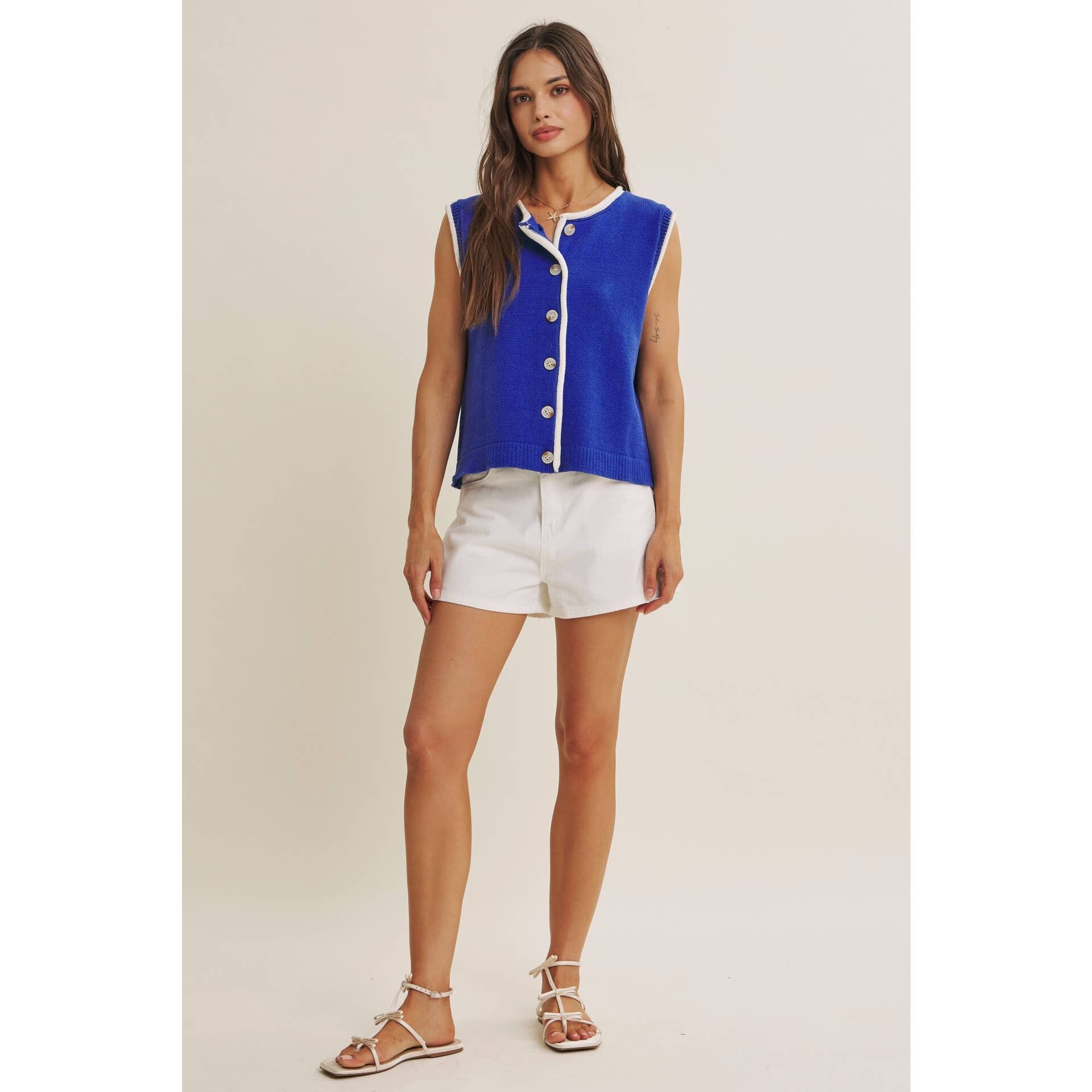 Royal Blue Button-Down Knit Vest