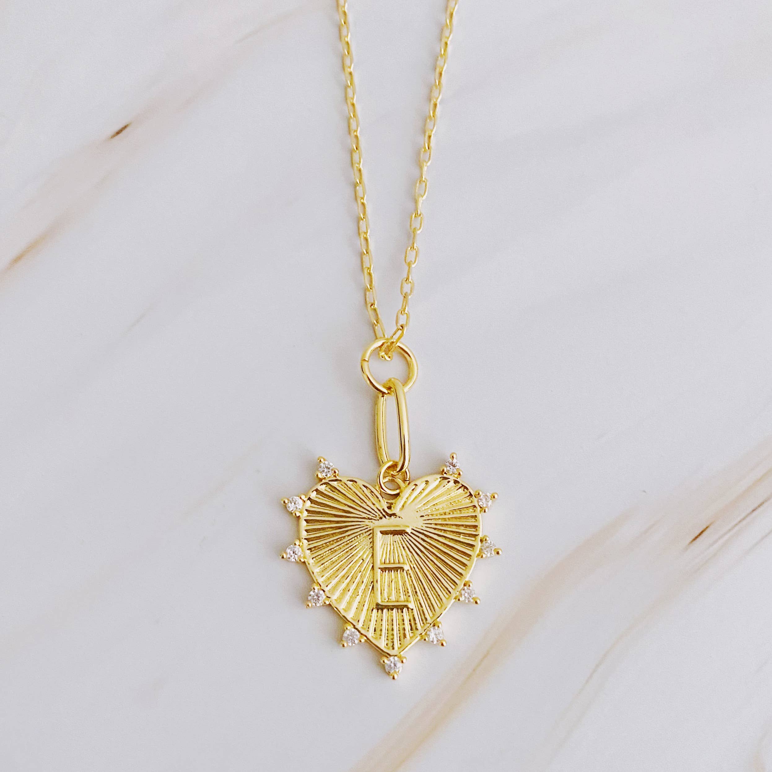 Gold Initial Heart Necklace