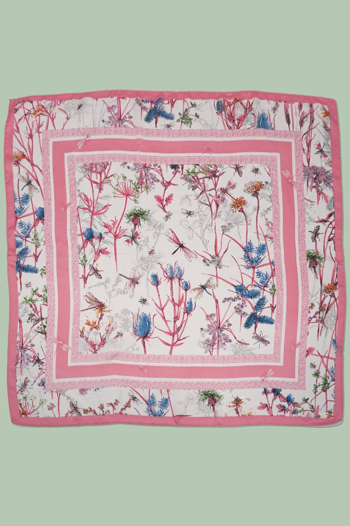 Large Silky Floral Print Bandana Scarf – 27" Square Luxury Fashion Wrap