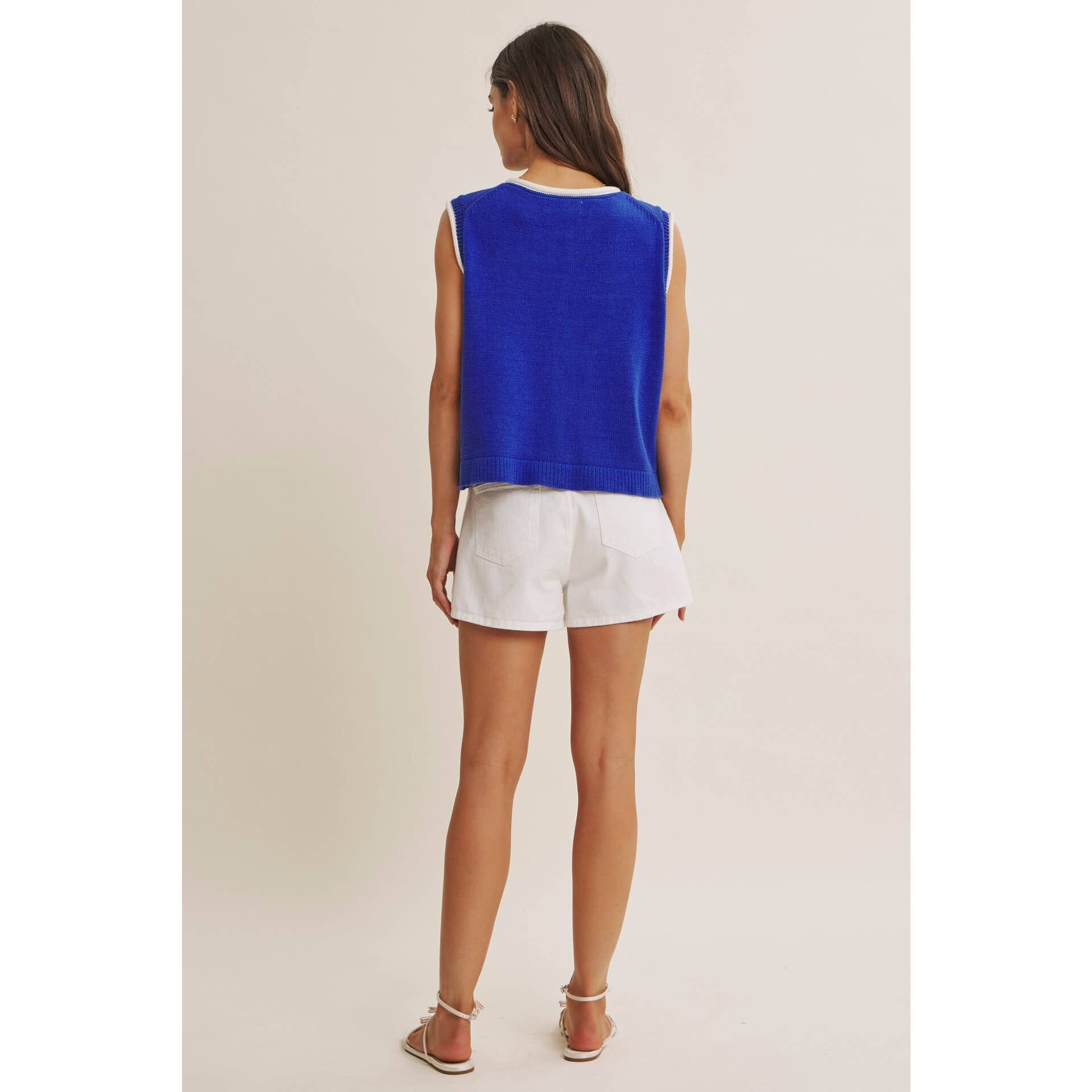 Royal Blue Button-Down Knit Vest