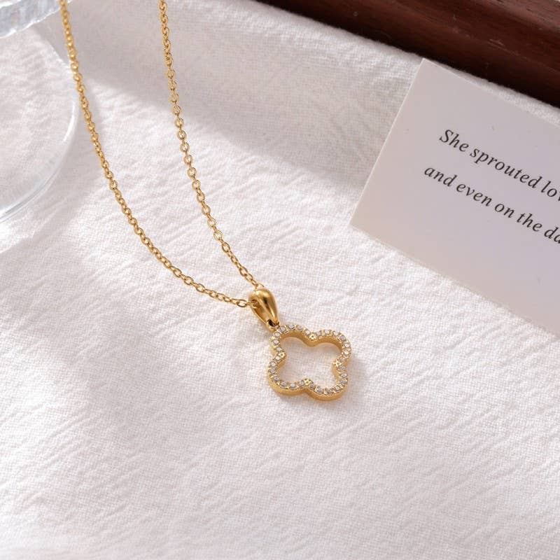Gold Tarnish Free Clover Necklace