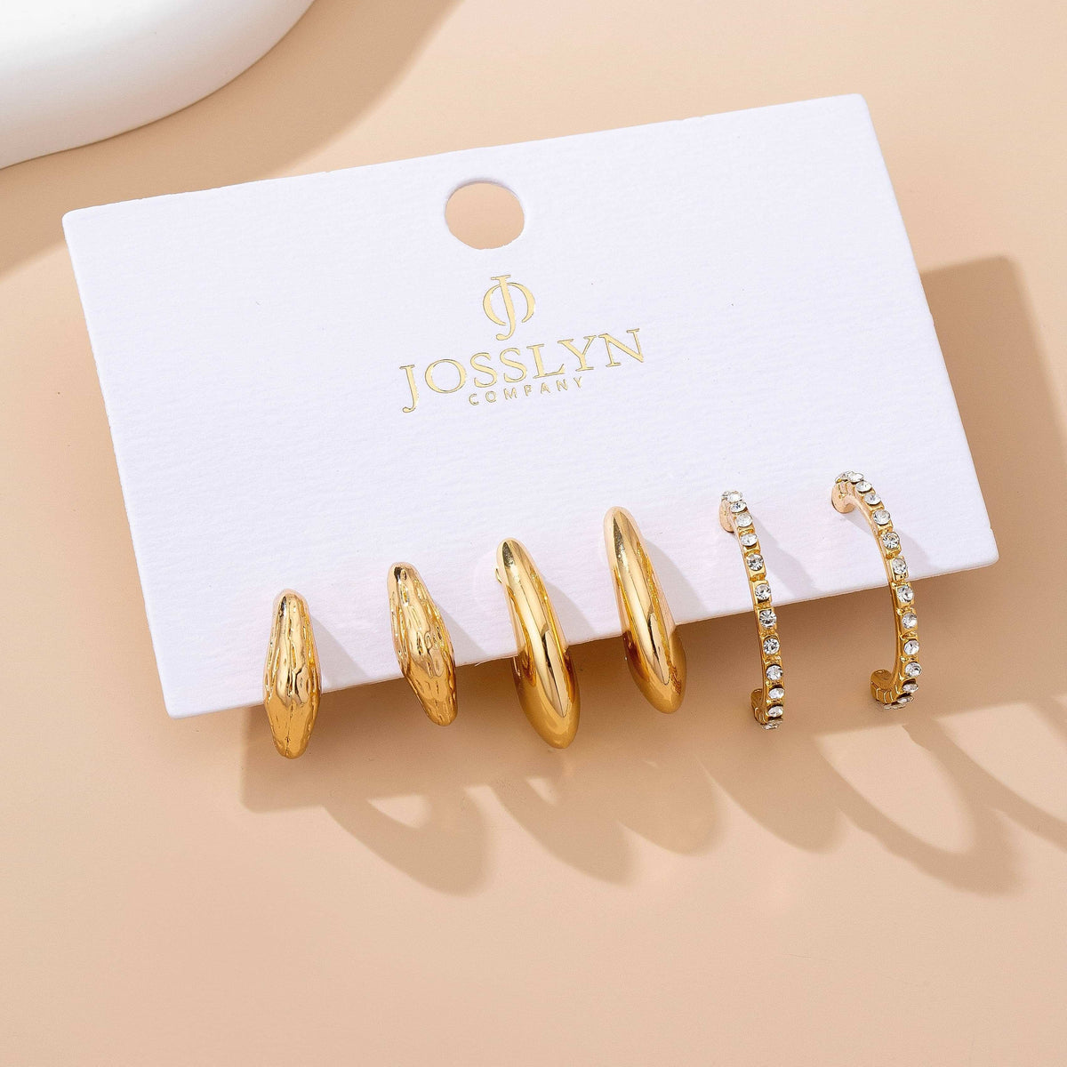 Tapered Rhinestone Huggie Hoop Trio Earring | 80E61671: GOLD