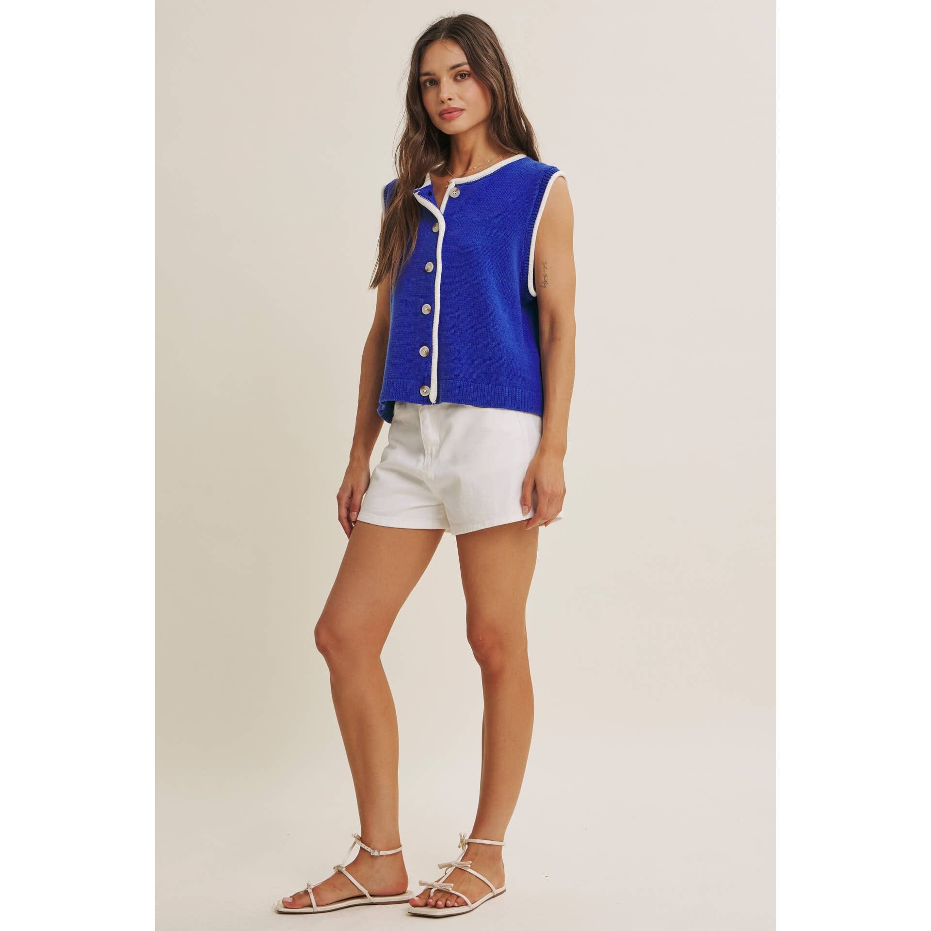 Royal Blue Button-Down Knit Vest