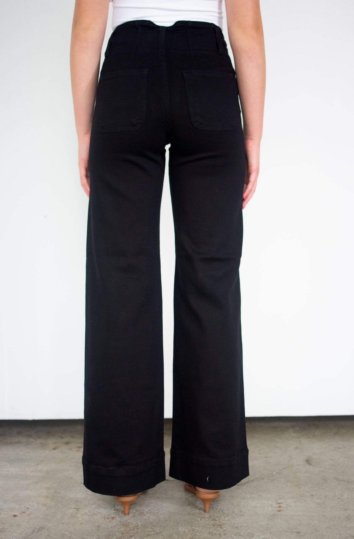 RISEN Black High Rise Wide Leg Jeans