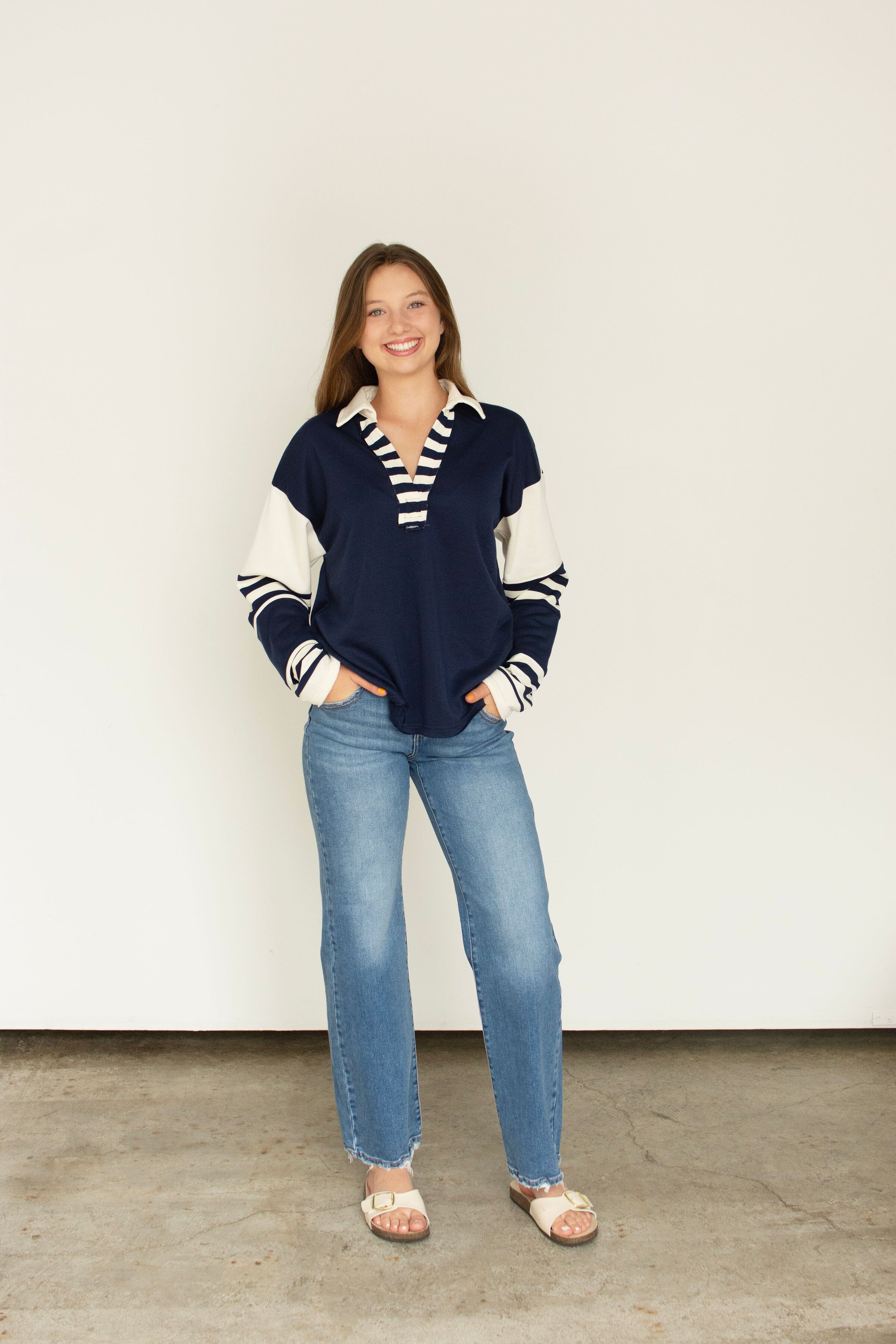 RISEN High Rise Medium Wash Cropped Wide-Leg Jeans