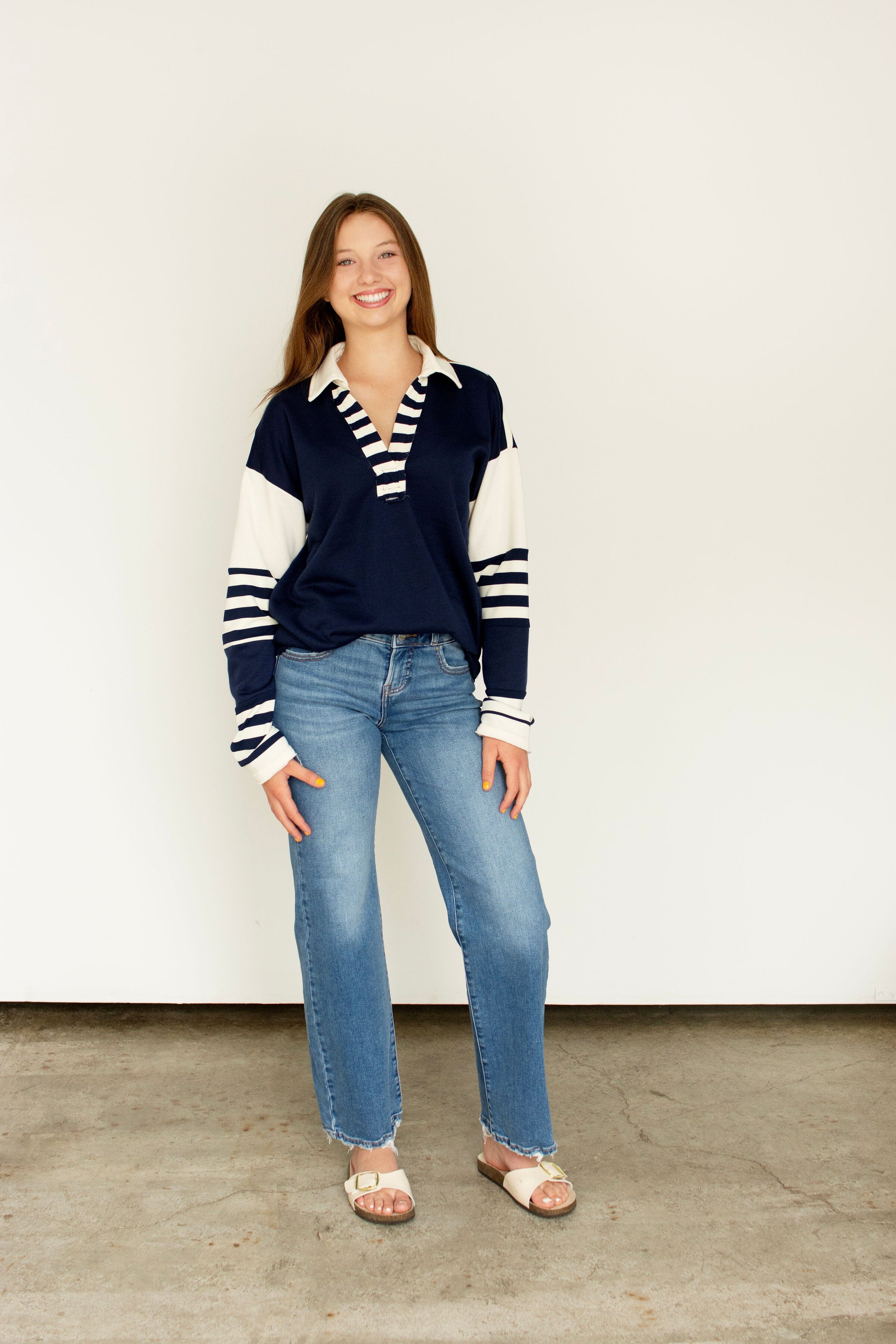 RISEN High Rise Medium Wash Cropped Wide-Leg Jeans
