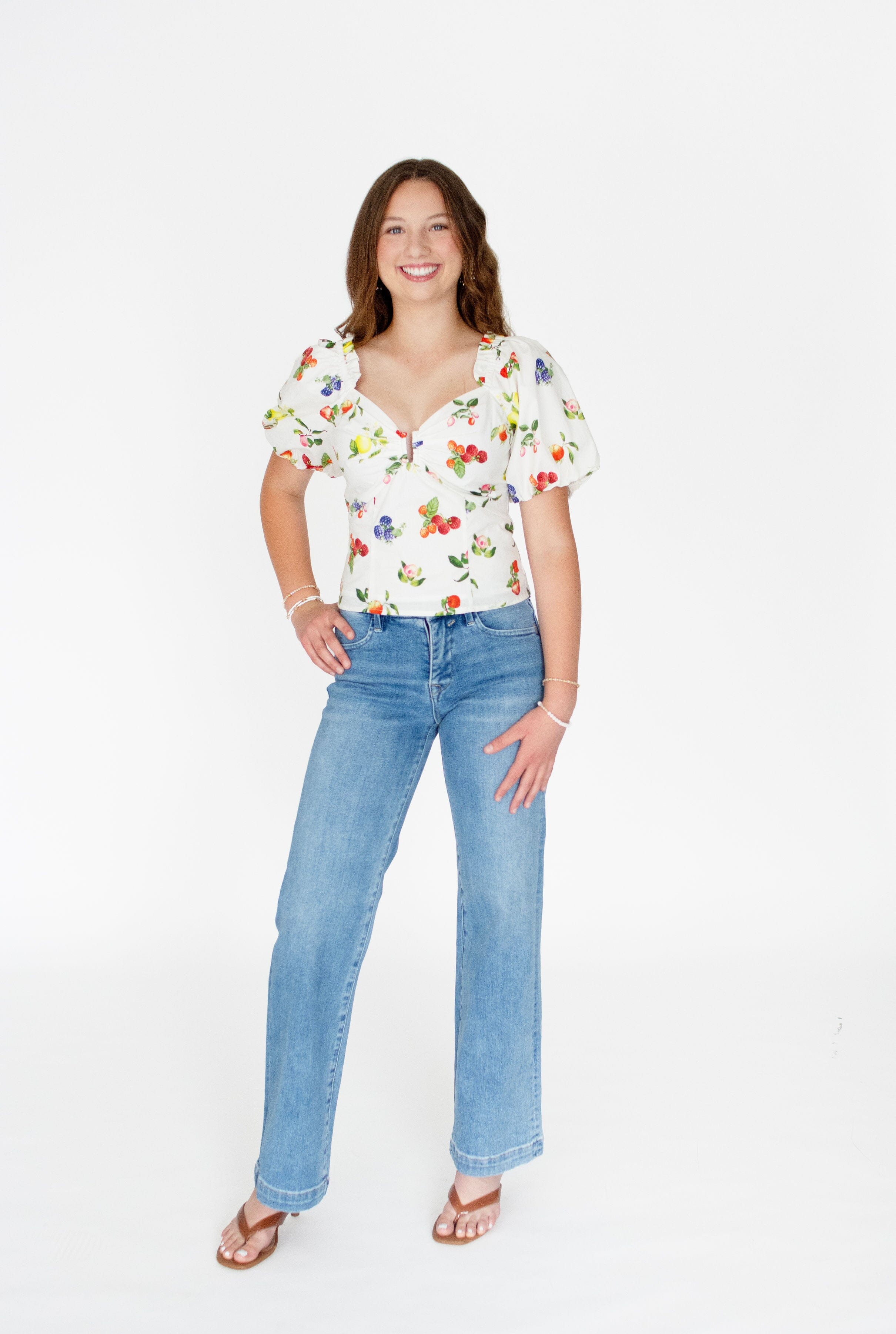RISEN Tummy Control Mid-Rise Wide-Leg Jeans - Medium Wash