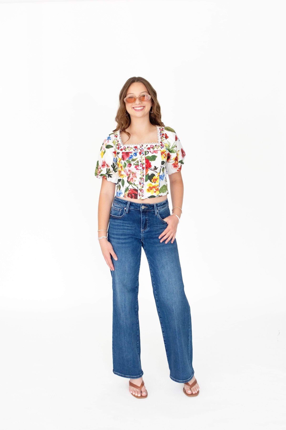 RISEN Dark Wash Slouchy Wide Leg Jeans