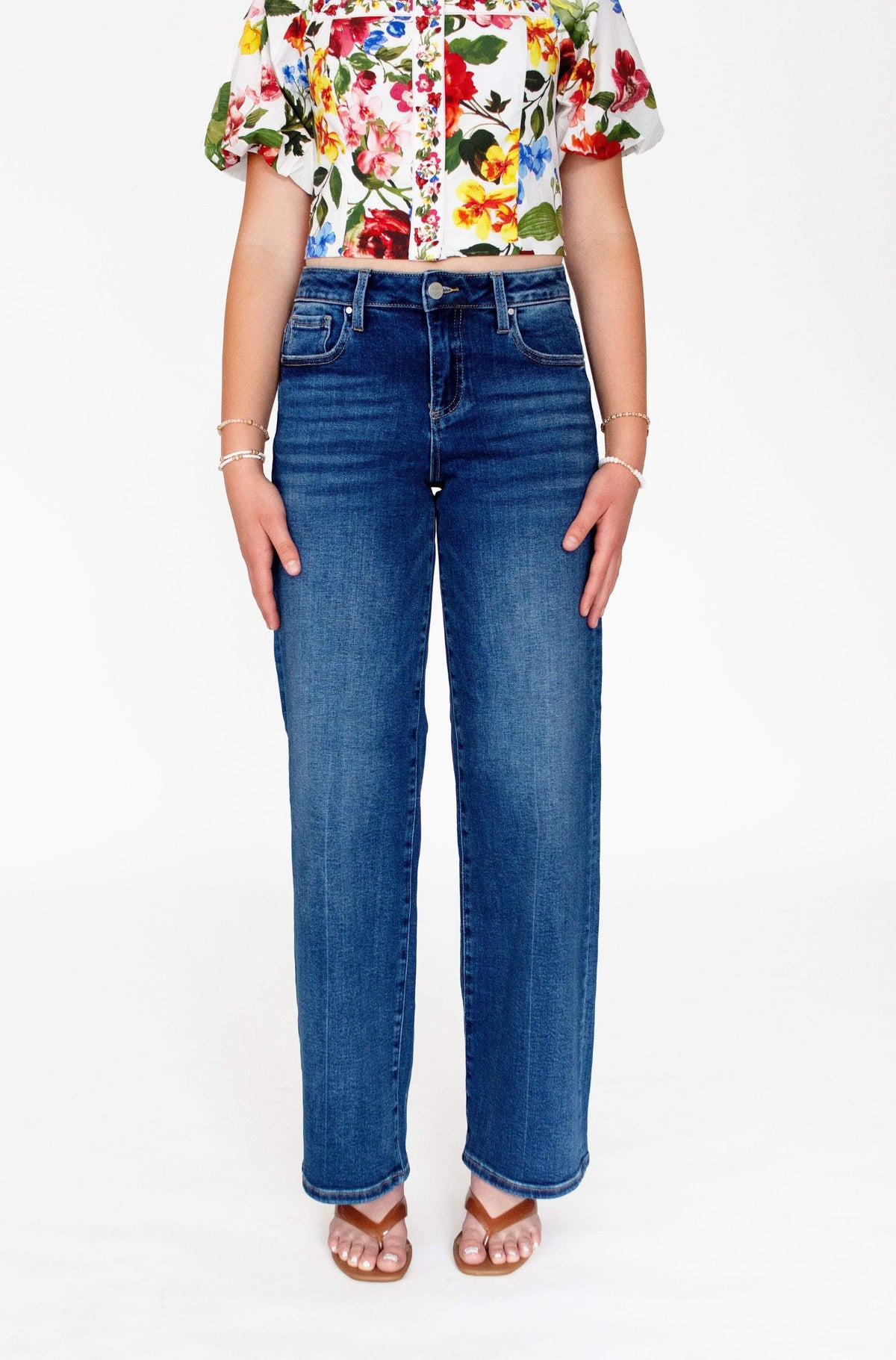 RISEN Dark Wash Slouchy Wide Leg Jeans