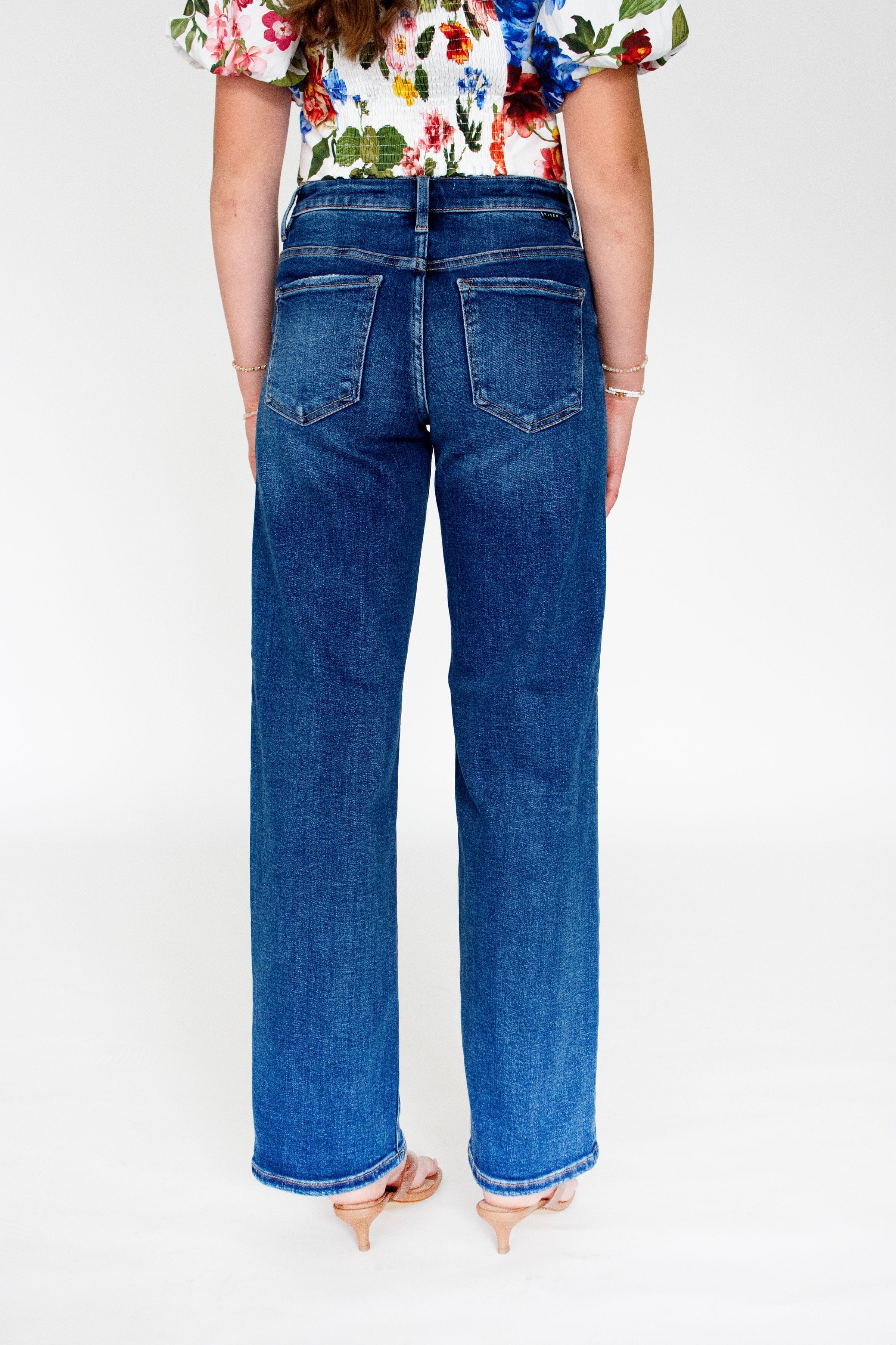 RISEN Dark Wash Slouchy Wide Leg Jeans