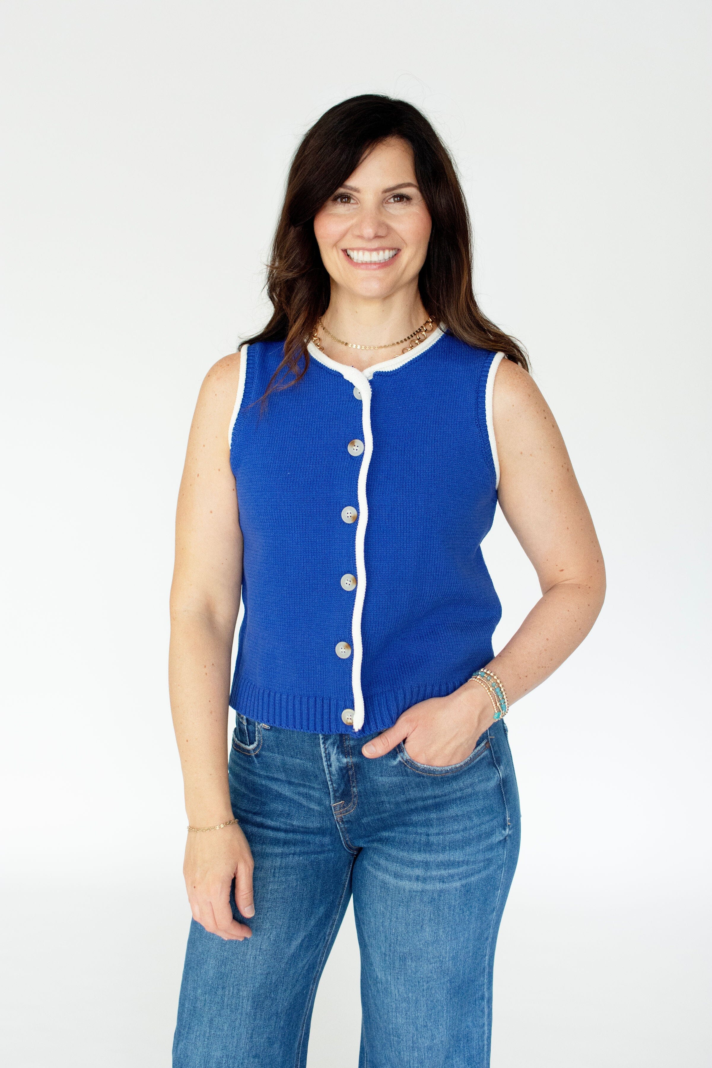 Royal Blue Button-Down Knit Vest