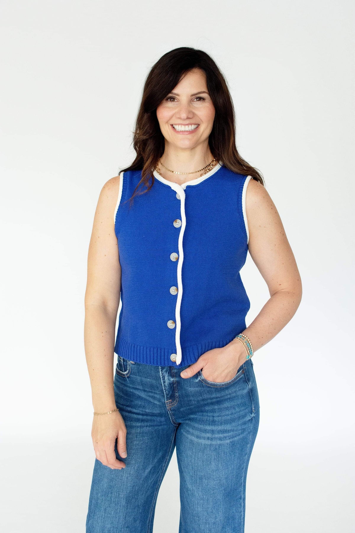 Royal Blue Button-Down Knit Vest