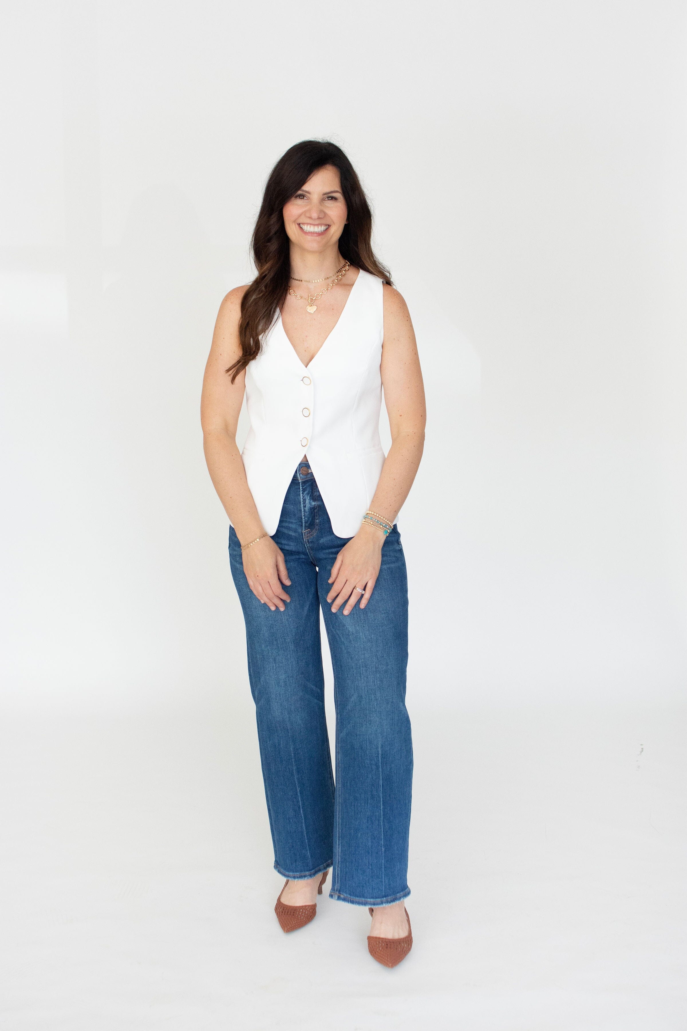 White Tailored Recycled Polyester Vest