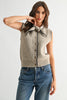 TIE NECK BUTTON FRONT SWEATER VEST - CWJ25822: OATMEAL/NAVY / S-M-L (3-2-1)