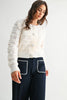 TEXTURED KNIT BUTTON FRONT CARDIGAN - CWT26598: CREAM / S-M-L (3-2-1)