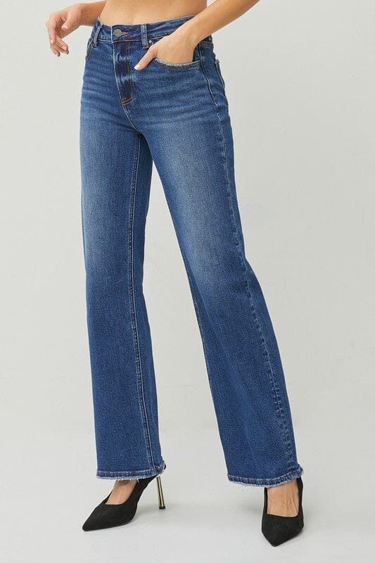 RISEN Dark Wash High Rise Straight Jeans