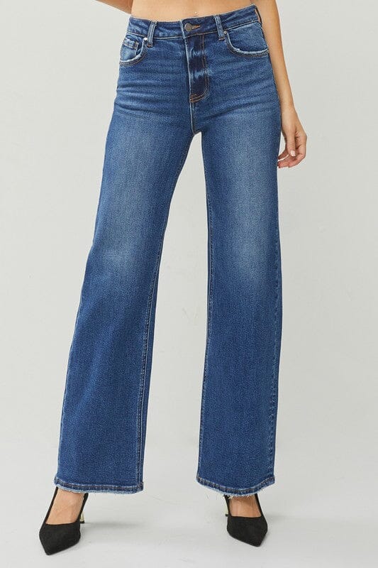 RISEN Dark Wash High Rise Straight Jeans