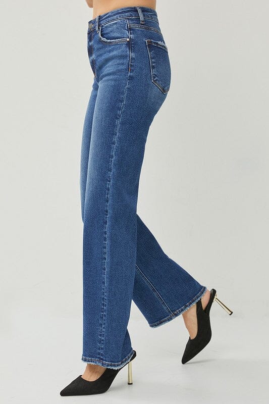 RISEN Dark Wash High Rise Straight Jeans