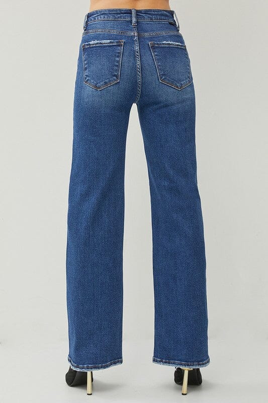 RISEN Dark Wash High Rise Straight Jeans