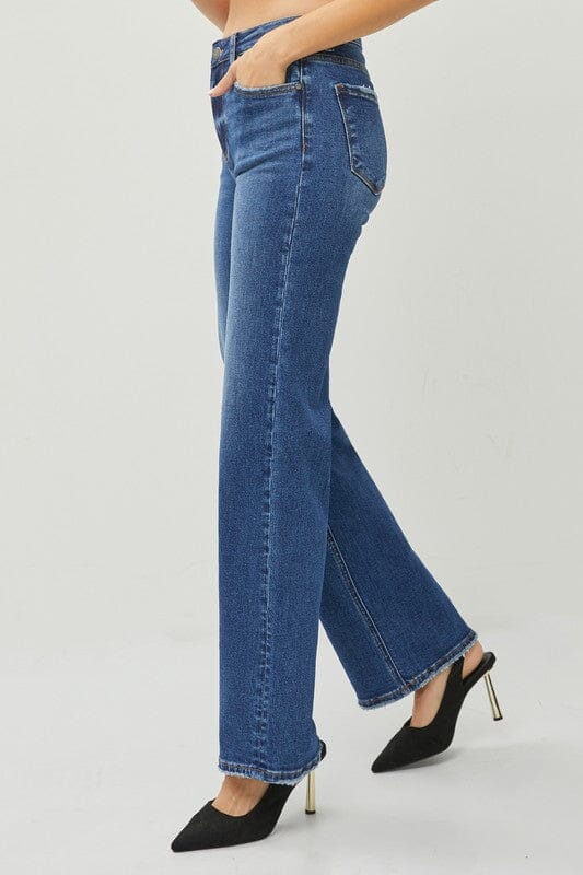 RISEN Dark Wash High Rise Straight Jeans