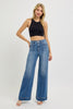 RISEN Tummy Control High Rise Wide Leg Pintuck Jeans