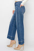 RISEN Medium High Rise Crop Wide Jeans